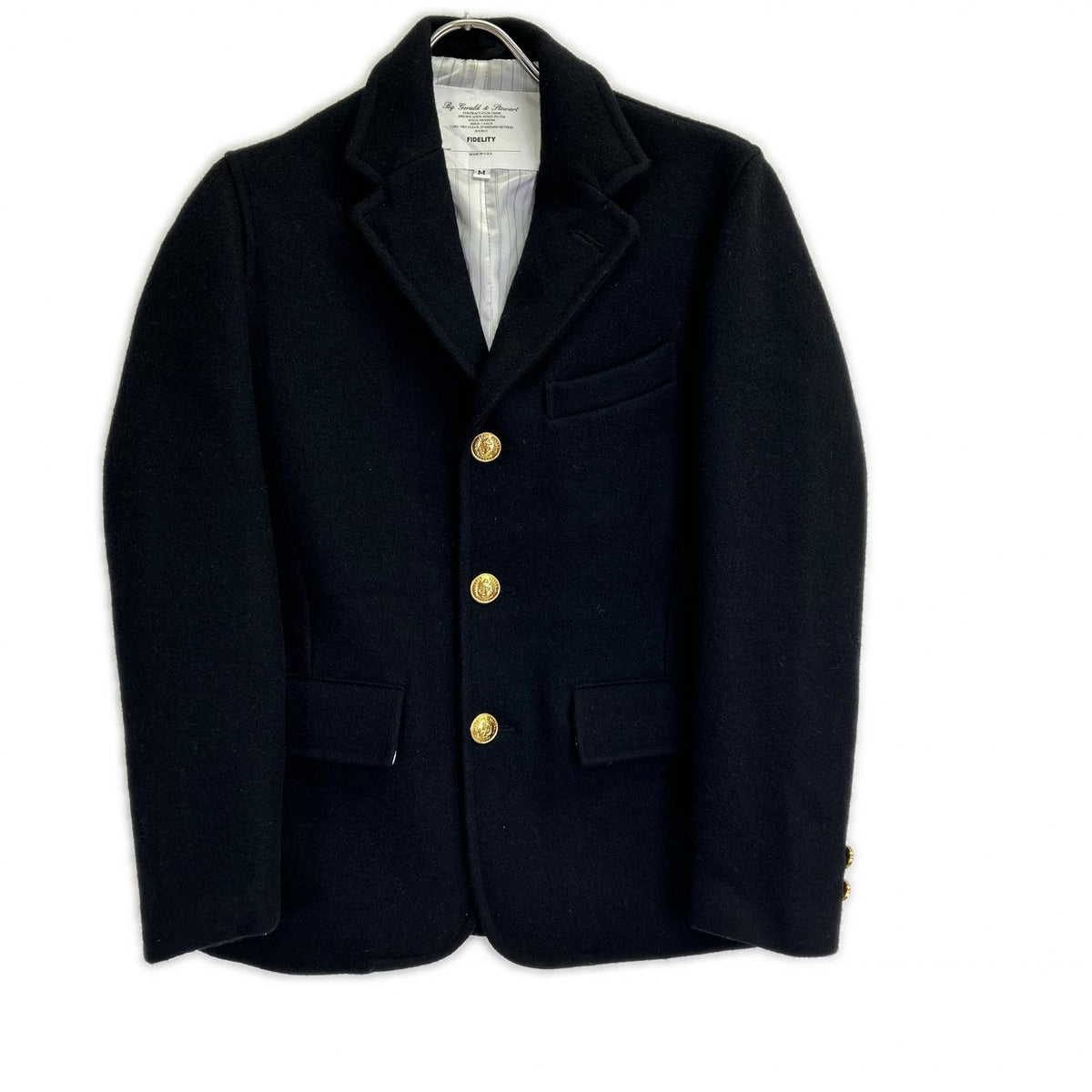 FIDELITY USA 3-Gold Button Navy Blazer Jacket Blue Size M