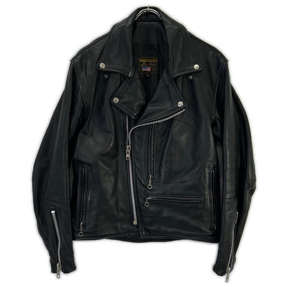 VANSON USA Dominator Black Double Leather Jacket Size 38