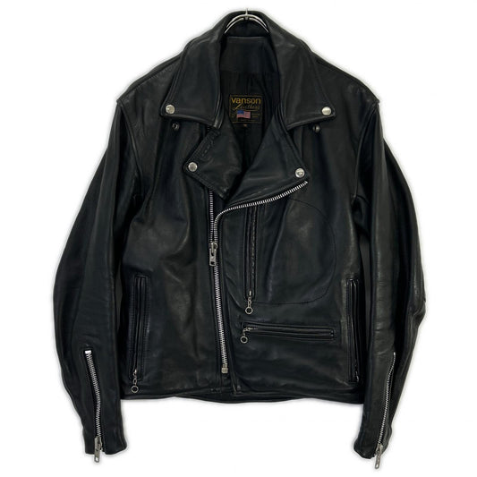 VANSON USA Dominator Black Double Leather Jacket Size 38