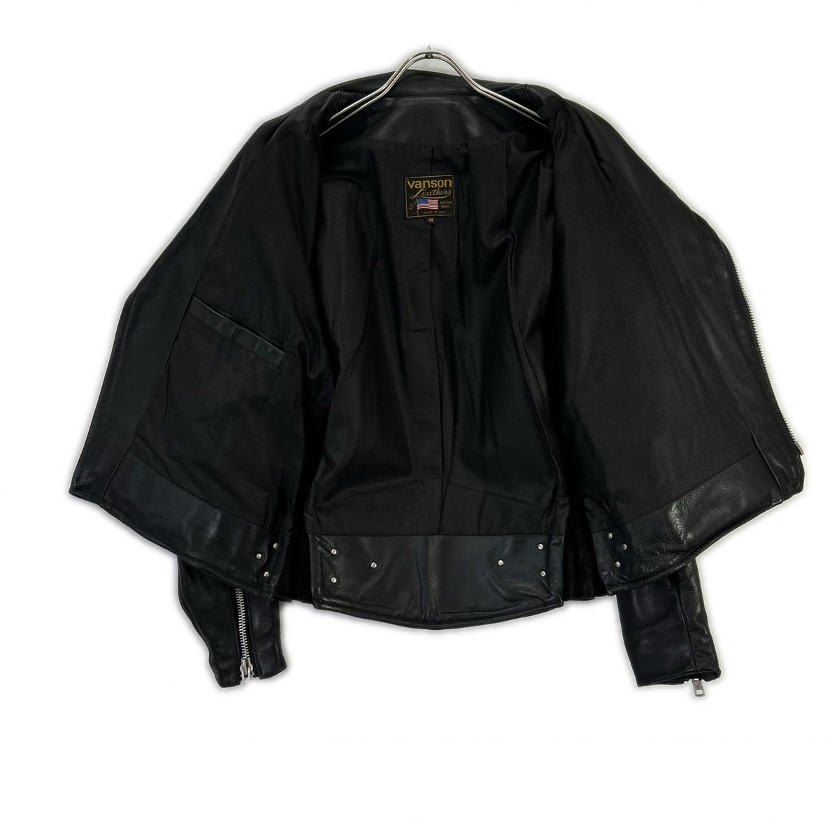 VANSON USA Dominator Black Double Leather Jacket Size 38