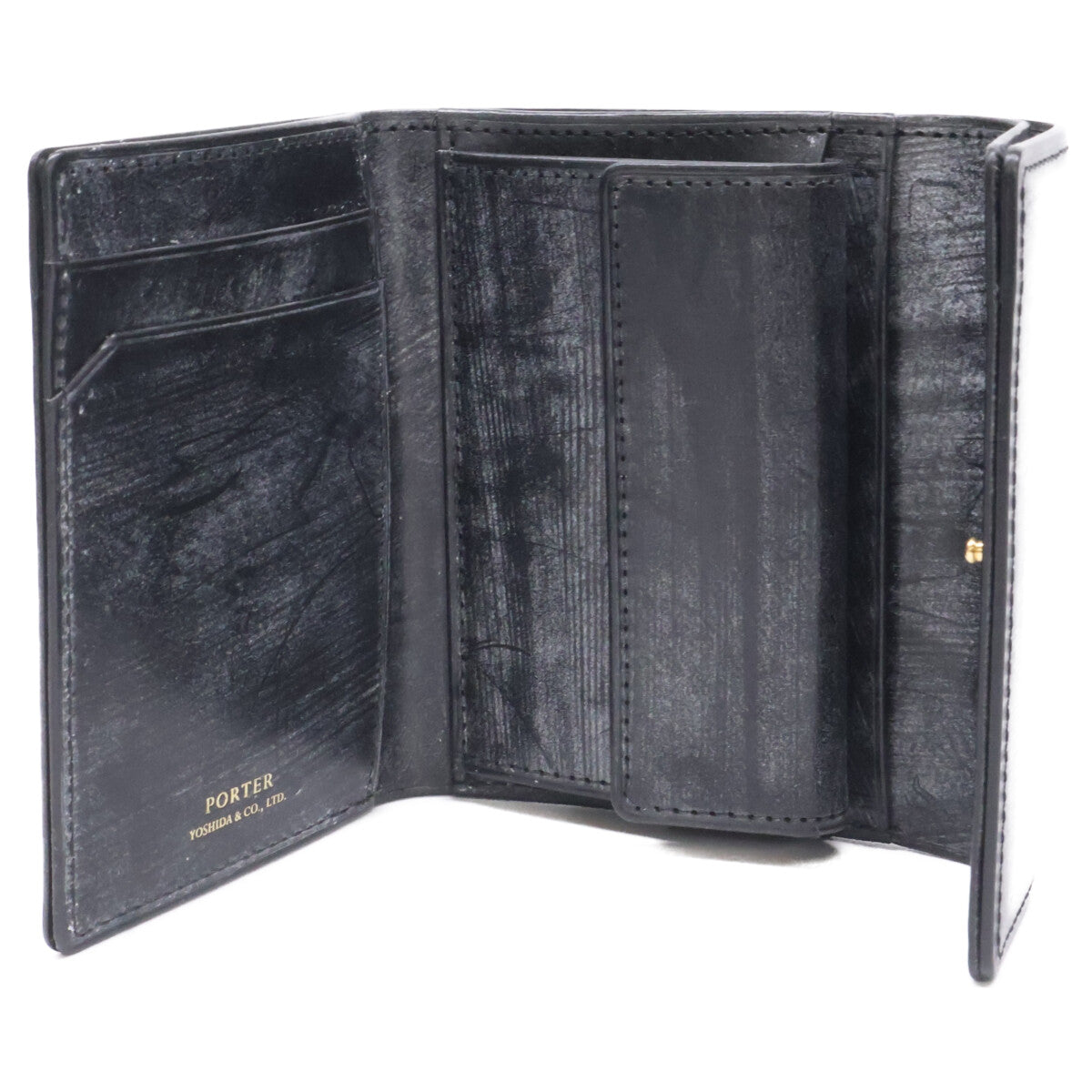 PORTER Bill Bridle Leather Trifold Wallet