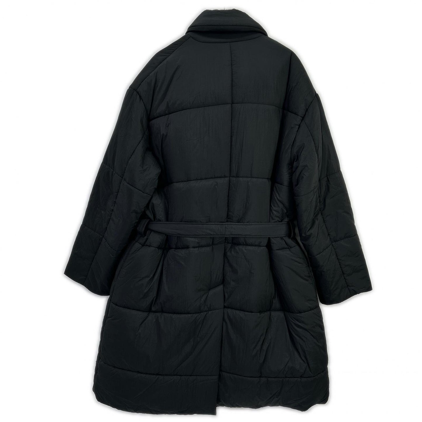 EMPORIOARMANI Belted Long Nylon Coat Black Size 50