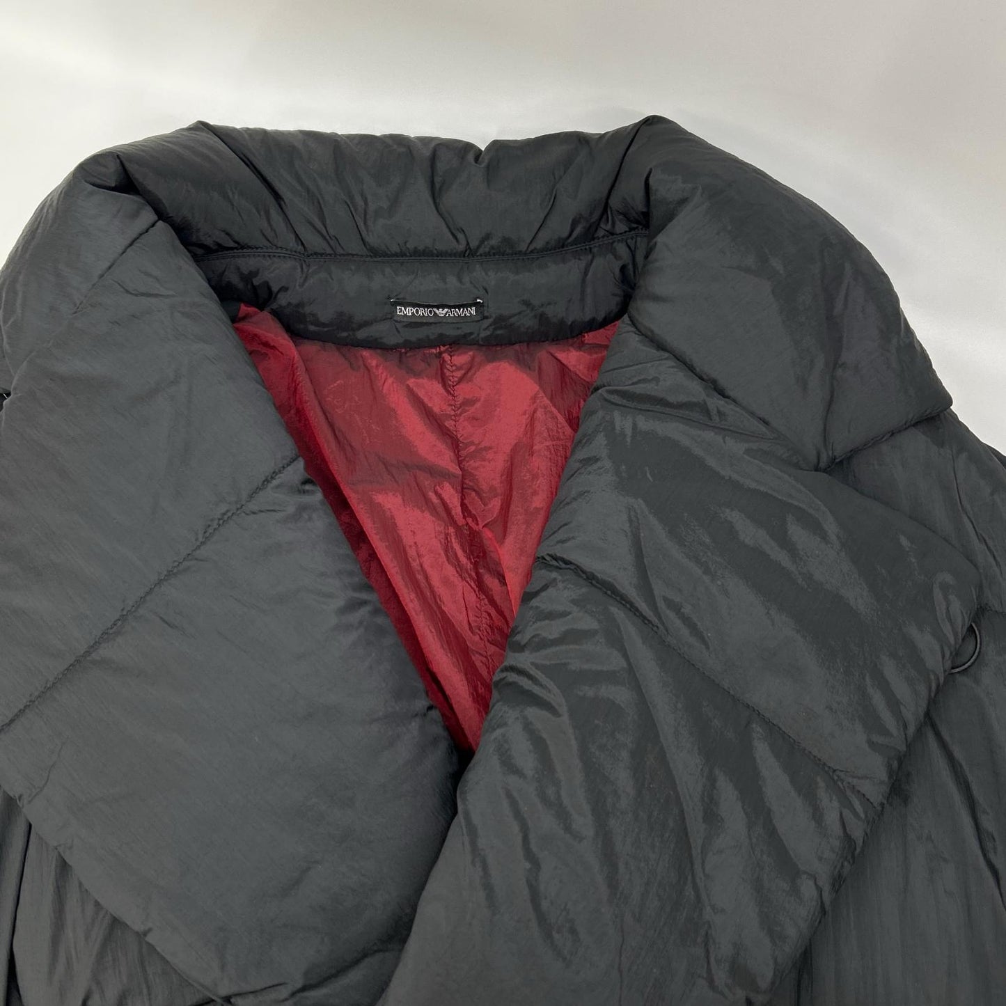 EMPORIOARMANI Belted Long Nylon Coat Black Size 50
