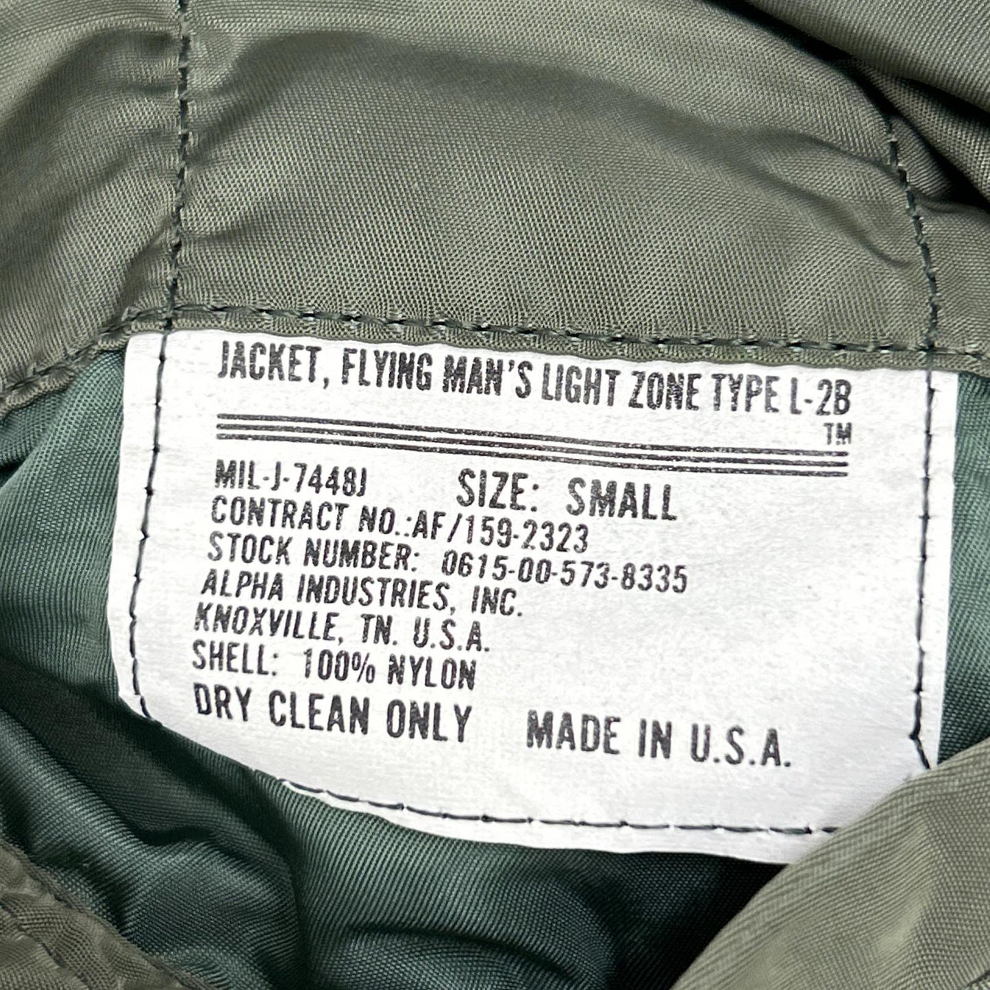 ALPHA INDUSTRIES L-2B USA Flight Jacket Khaki Size S
