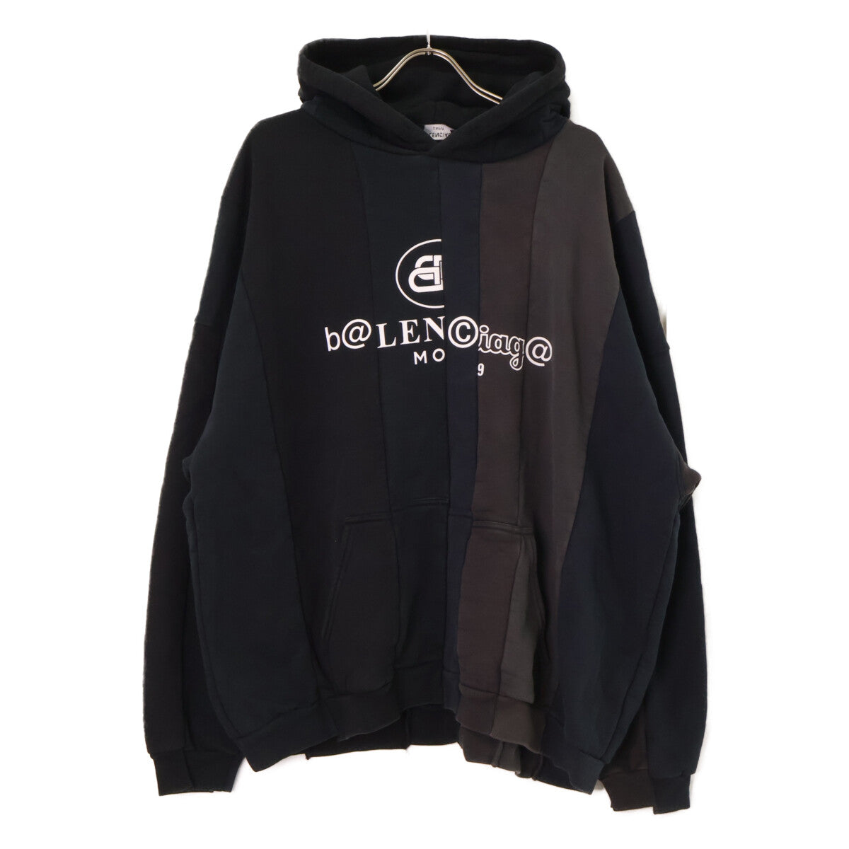 BALENCIAGA Aoyama Reconstructed Logo Hoodie Black Size M