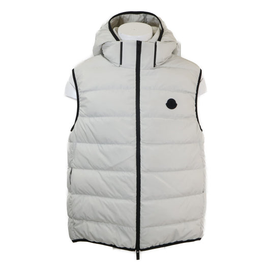 MONCLER VALMASQUE Hooded Down Vest Light Gray Size 3