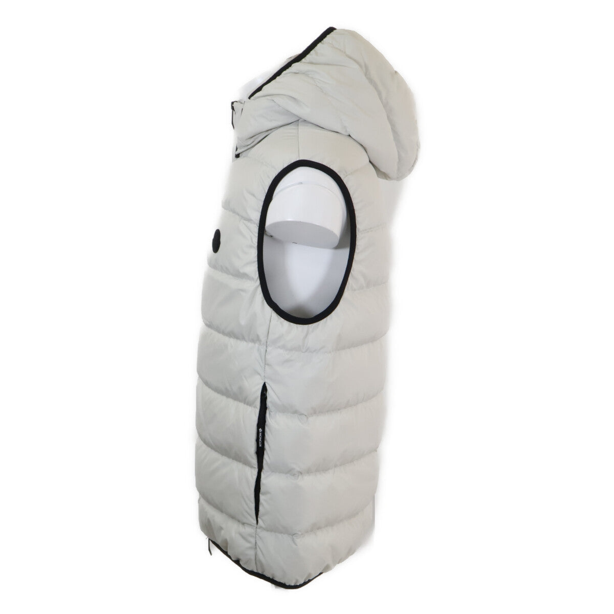 MONCLER VALMASQUE Hooded Down Vest Light Gray Size 3