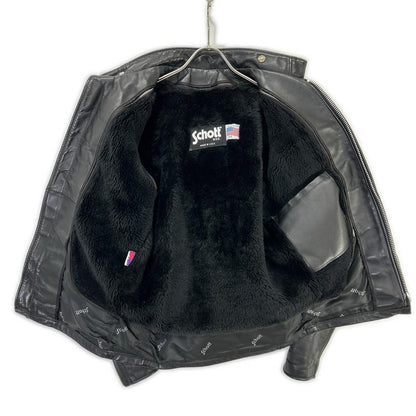 Schott 641 Fur Liner Single Rider Jacket Black Size 34