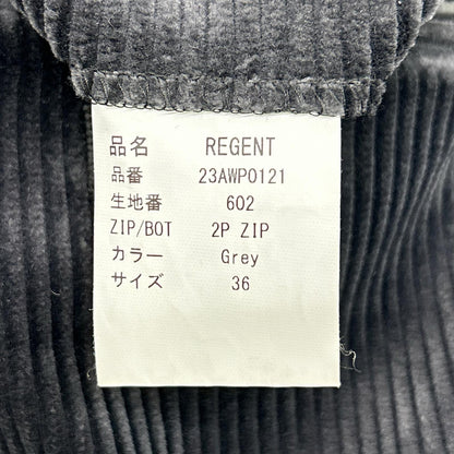 FUMIYA HIRANO 23AW Gray Corduroy Side Belt Slacks Size 36