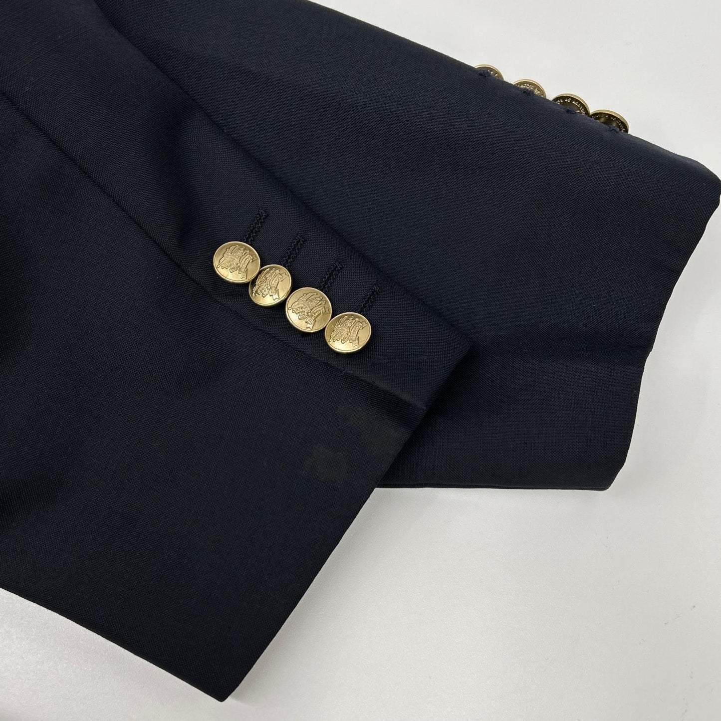 Burberry's Navy Gold Button Wool Tailored Blazer