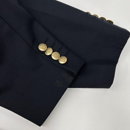 Burberry's Navy Gold Button Wool Tailored Blazer