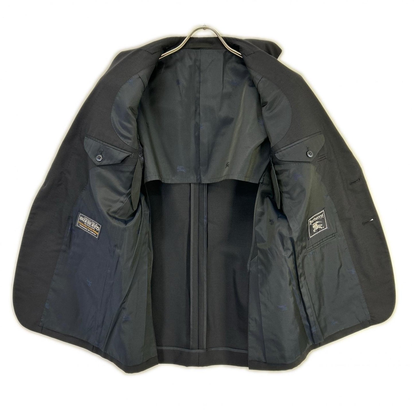 Burberry's Navy Gold Button Wool Tailored Blazer