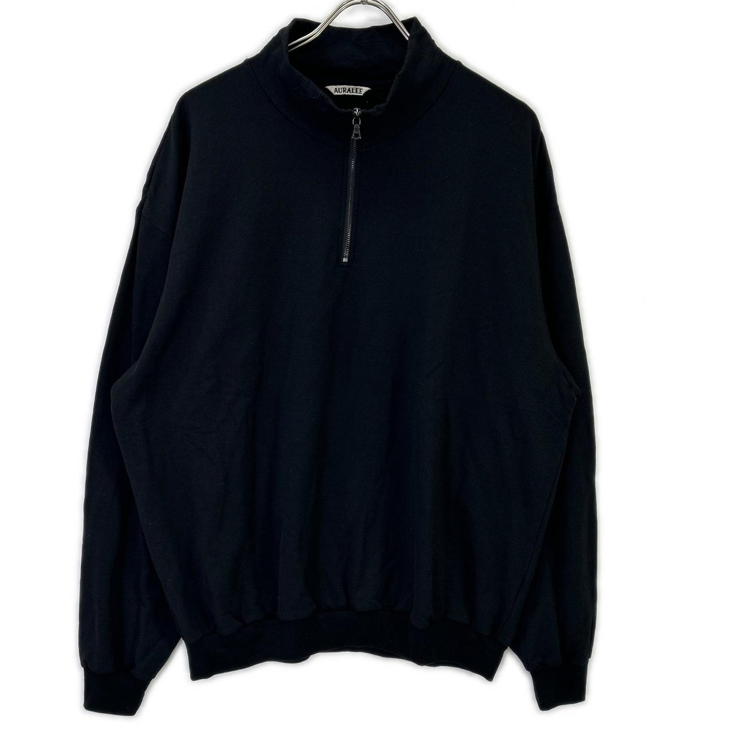 AURALEE A25AP01WU Black Light Wool Half Zip Sweat Size 5