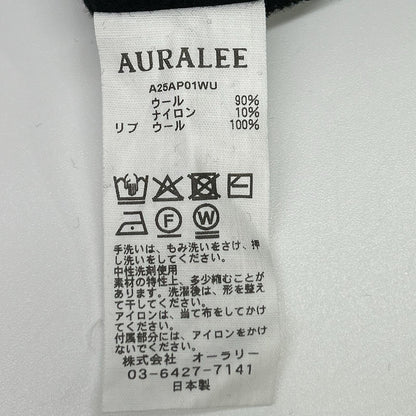 AURALEE A25AP01WU Black Light Wool Half Zip Sweat Size 5