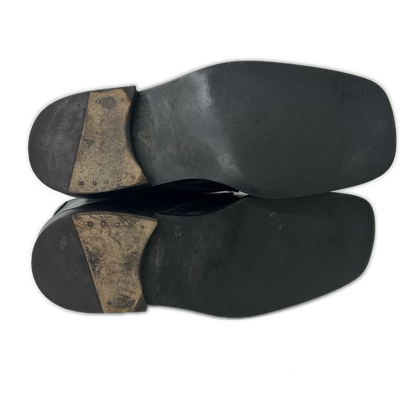PRADA Black Leather Square Toe Single Monk Strap Boots