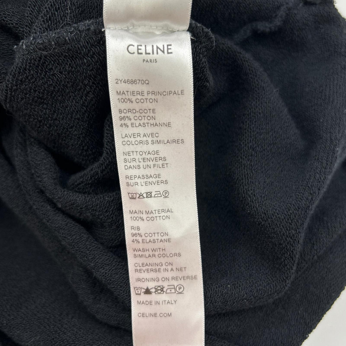CELINE Black Cotton Fleece Loose Hoodie Size L