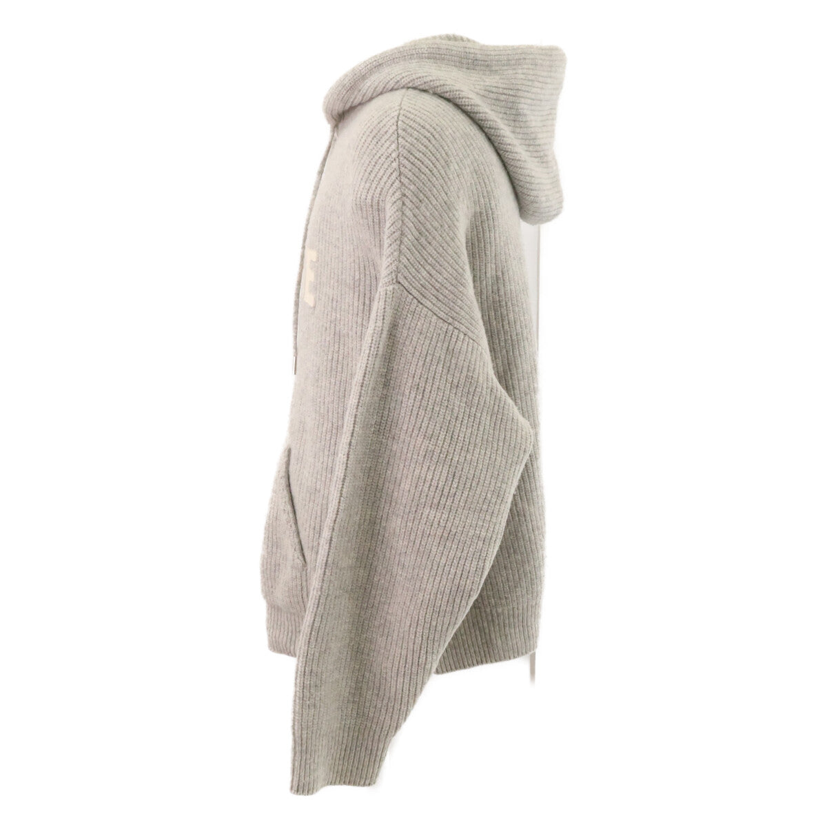 CELINE Hedi Slimane Wool Logo Pullover Hoodie Gray Size L