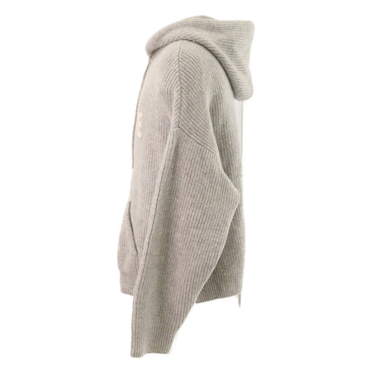 CELINE Hedi Slimane Wool Logo Pullover Hoodie Gray Size L