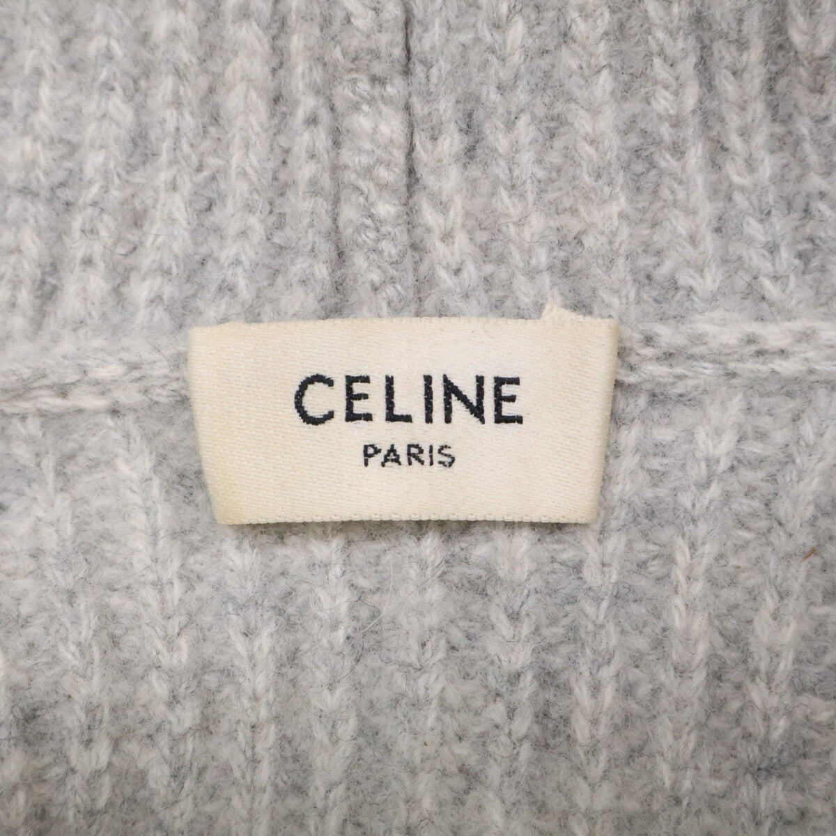 CELINE Hedi Slimane Wool Logo Pullover Hoodie Gray Size L