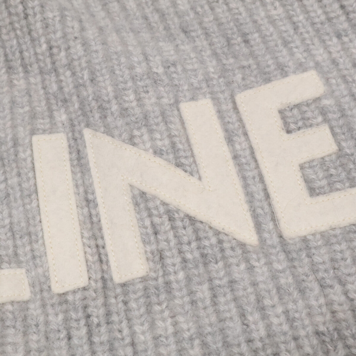CELINE Hedi Slimane Wool Logo Pullover Hoodie Gray Size L
