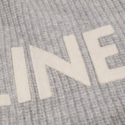CELINE Hedi Slimane Wool Logo Pullover Hoodie Gray Size L
