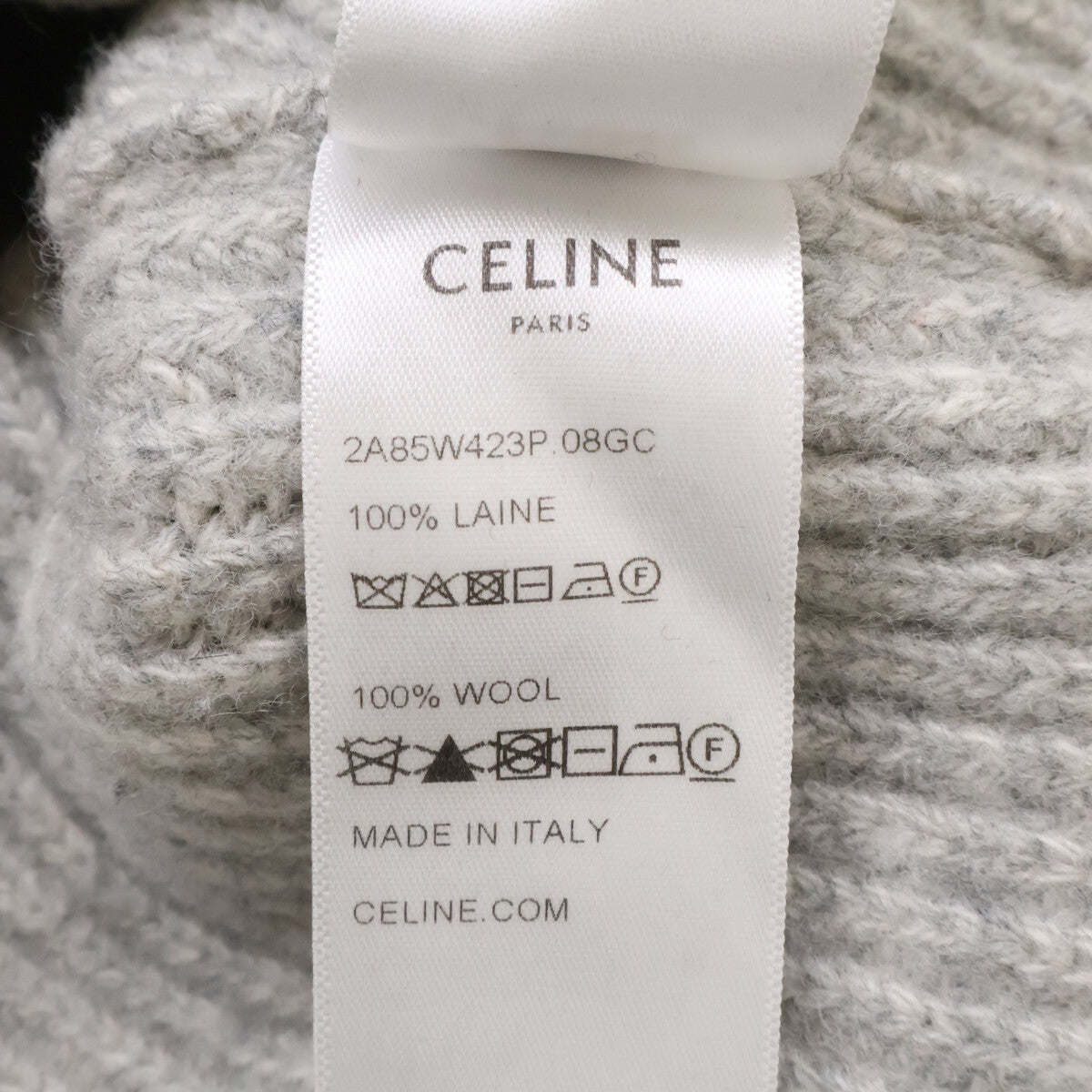 CELINE Hedi Slimane Wool Logo Pullover Hoodie Gray Size L