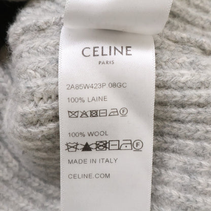 CELINE Hedi Slimane Wool Logo Pullover Hoodie Gray Size L