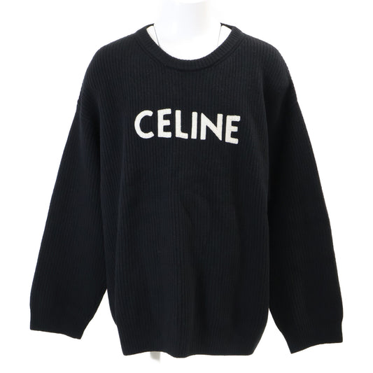 CELINE A19R423P Logo Oversized Crewneck Sweater Black Size L
