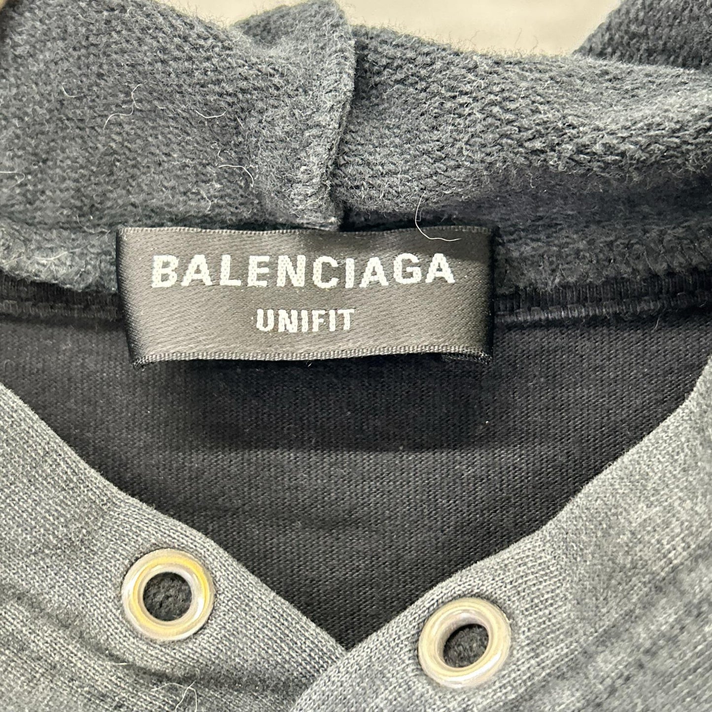 BALENCIAGA Graphic Logo Layered Pullover Hoodie Black Size M
