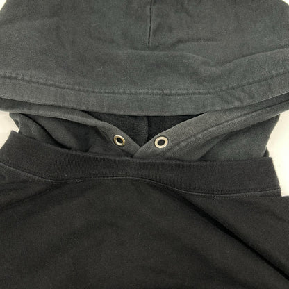 BALENCIAGA Graphic Logo Layered Pullover Hoodie Black Size M