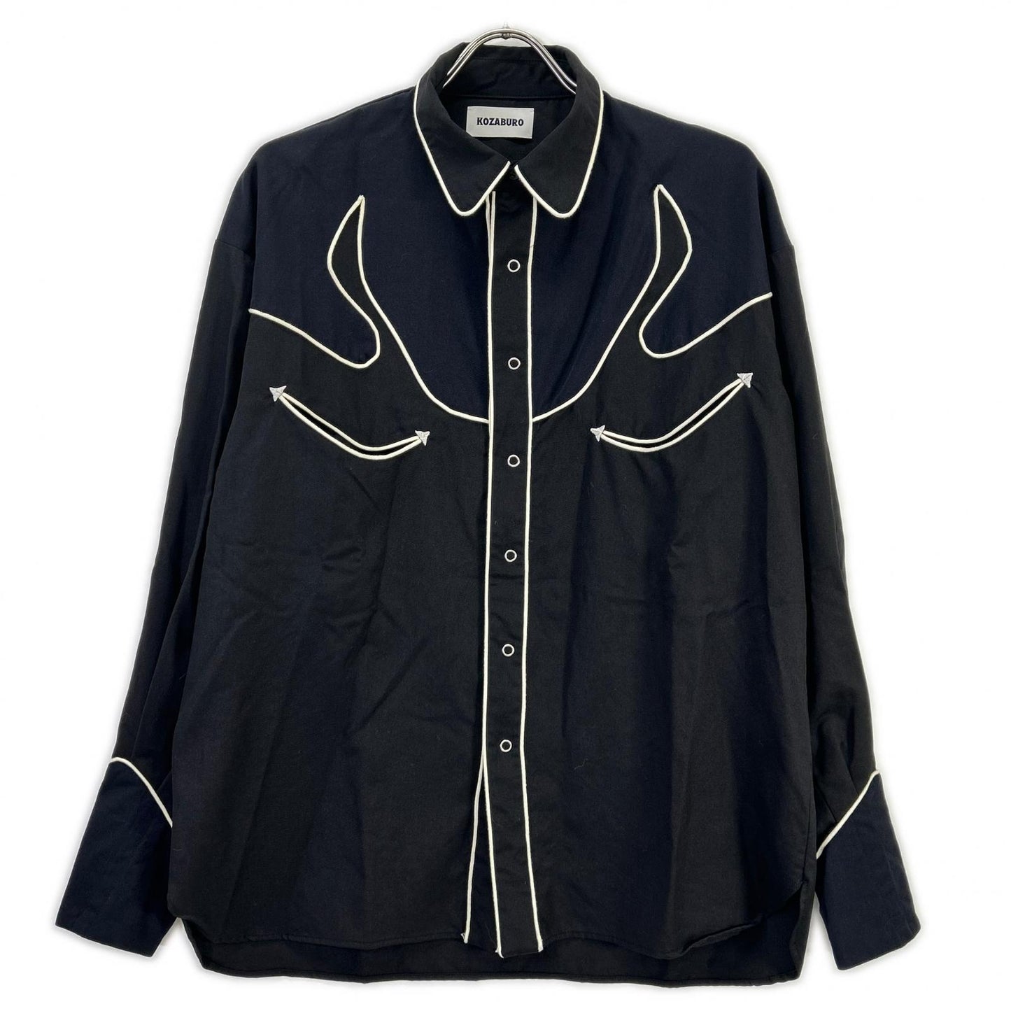 KOZABURO Black Wool Twill Slim Western Sleeve Shirt Size 0