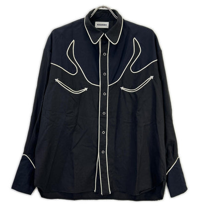 KOZABURO Black Wool Twill Slim Western Sleeve Shirt Size 0