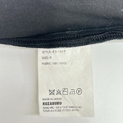 KOZABURO Black Wool Twill Slim Western Sleeve Shirt Size 0