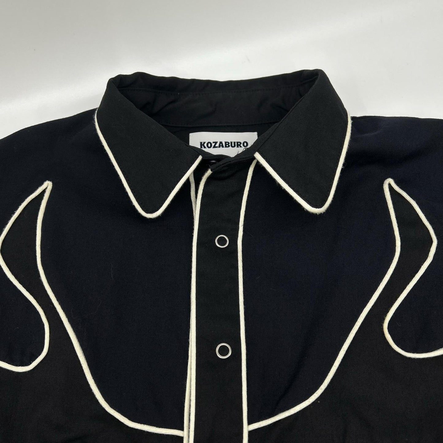 KOZABURO Black Wool Twill Slim Western Sleeve Shirt Size 0