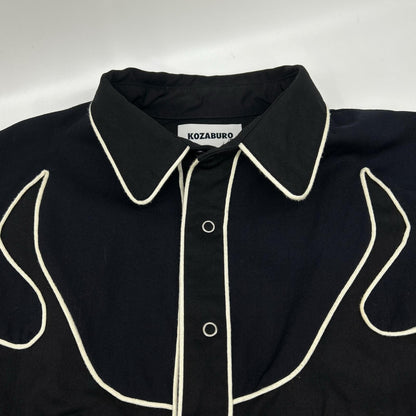 KOZABURO Black Wool Twill Slim Western Sleeve Shirt Size 0