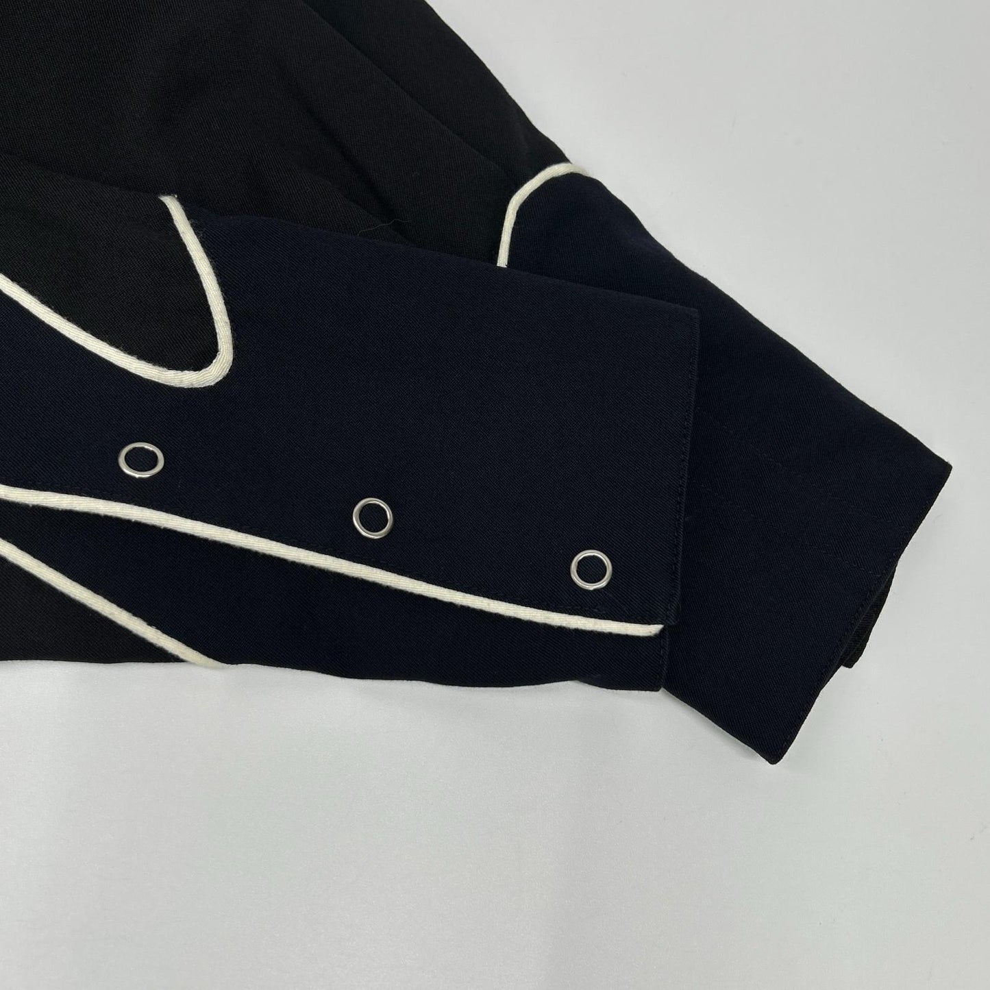 KOZABURO Black Wool Twill Slim Western Sleeve Shirt Size 0
