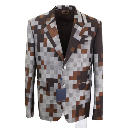 LOUIS VUITTON 24' Damier Pixel 2B Blazer Brown/Gray Size 52