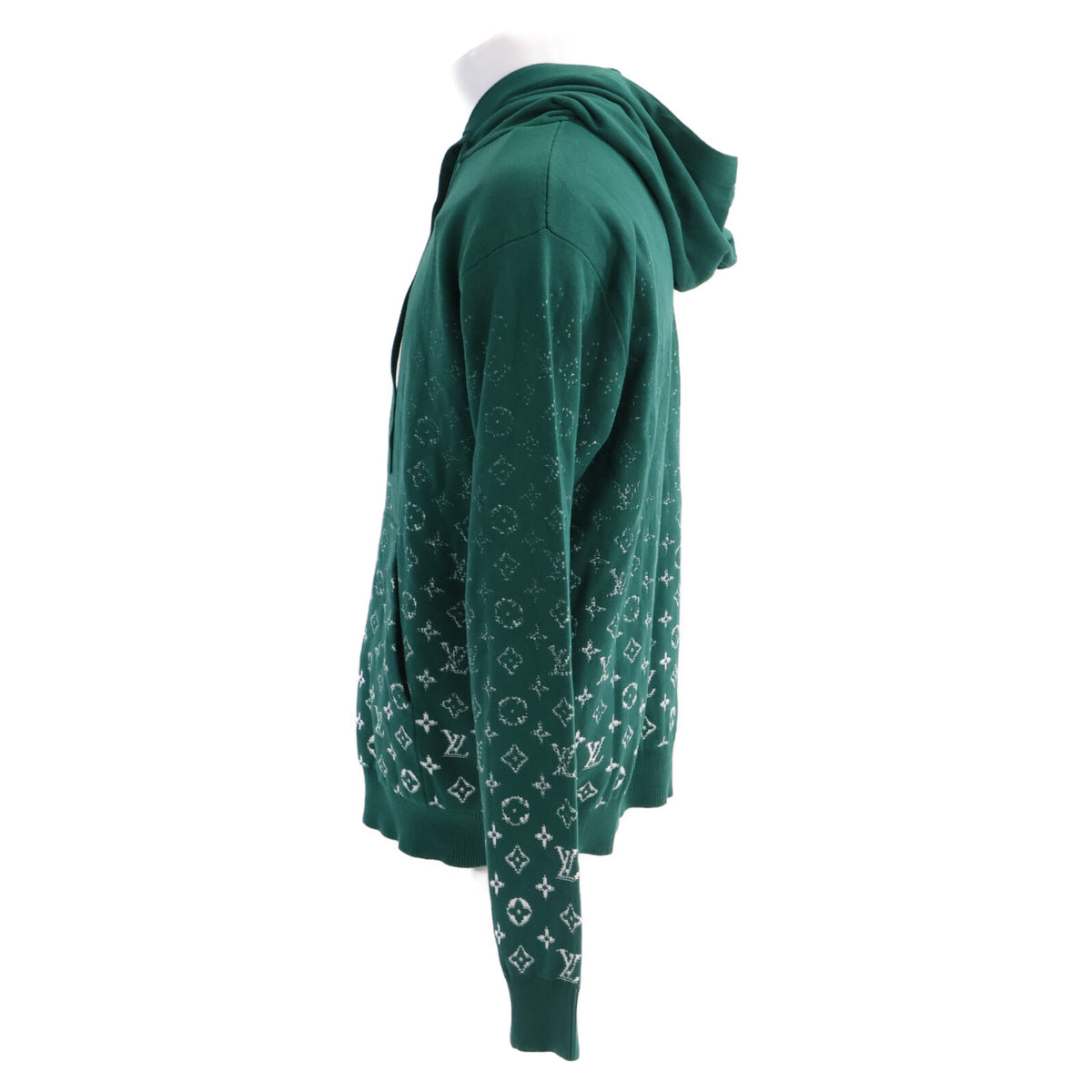 LOUIS VUITTON Monogram Gradient Knit Hoodie Green Size M
