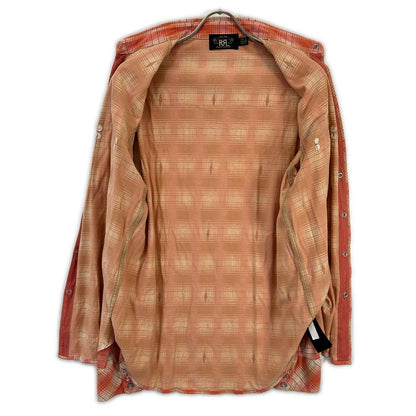 RRL Copper Plaid Jersey Western Shirt Orange Size 170/92A