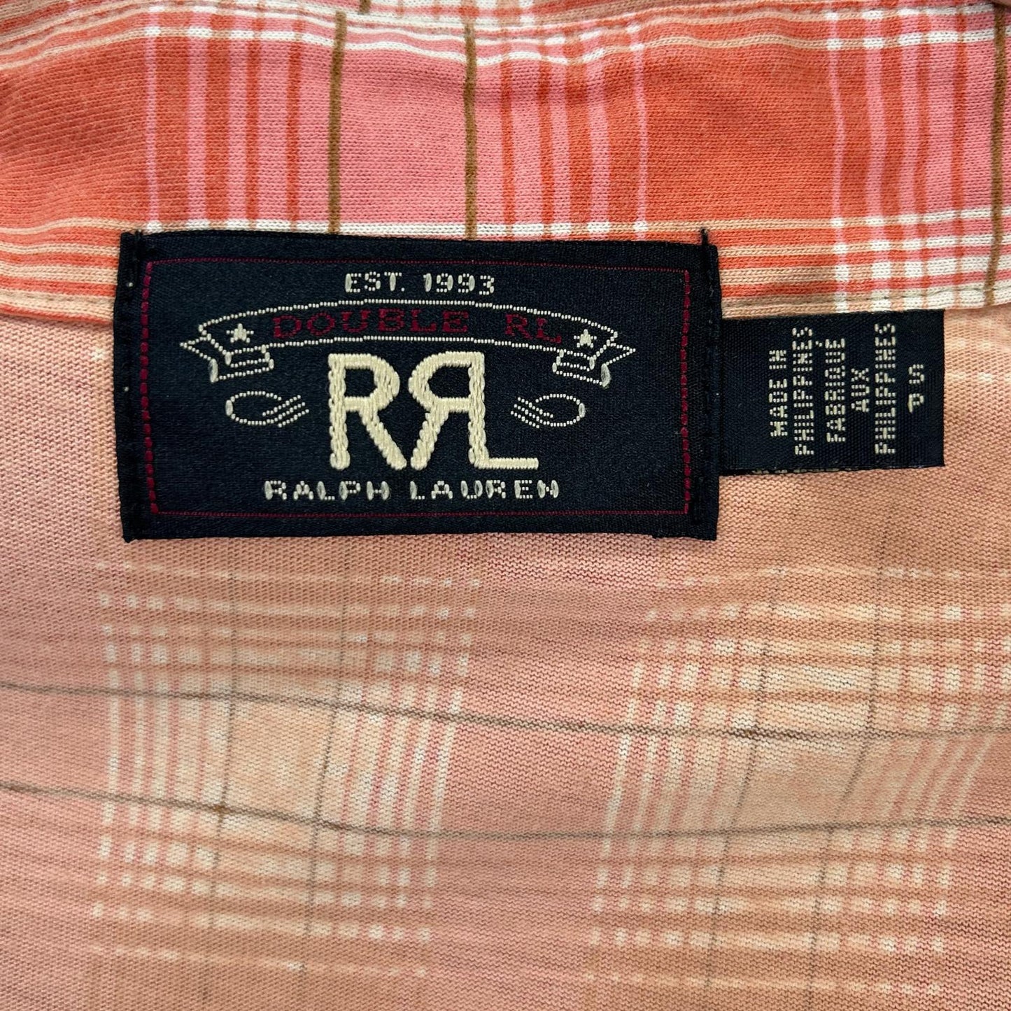 RRL Copper Plaid Jersey Western Shirt Orange Size 170/92A