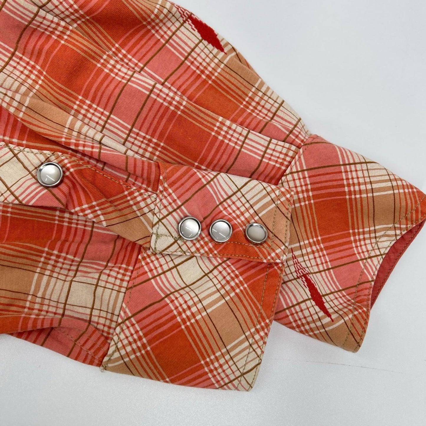 RRL Copper Plaid Jersey Western Shirt Orange Size 170/92A
