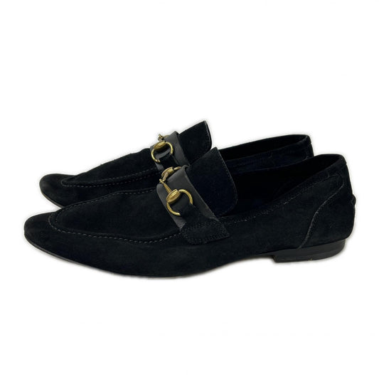 GUCCI 105857 Suede Horsebit Loafers Black Size 41E