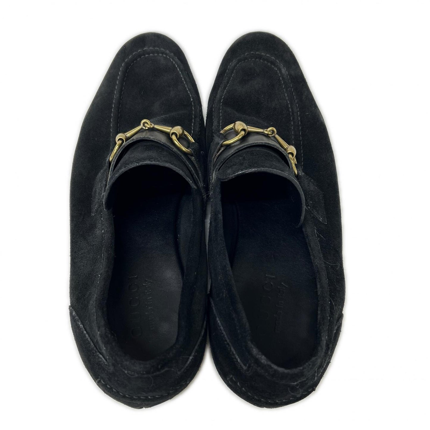 GUCCI 105857 Suede Horsebit Loafers Black Size 41E