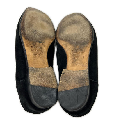 GUCCI 105857 Suede Horsebit Loafers Black Size 41E