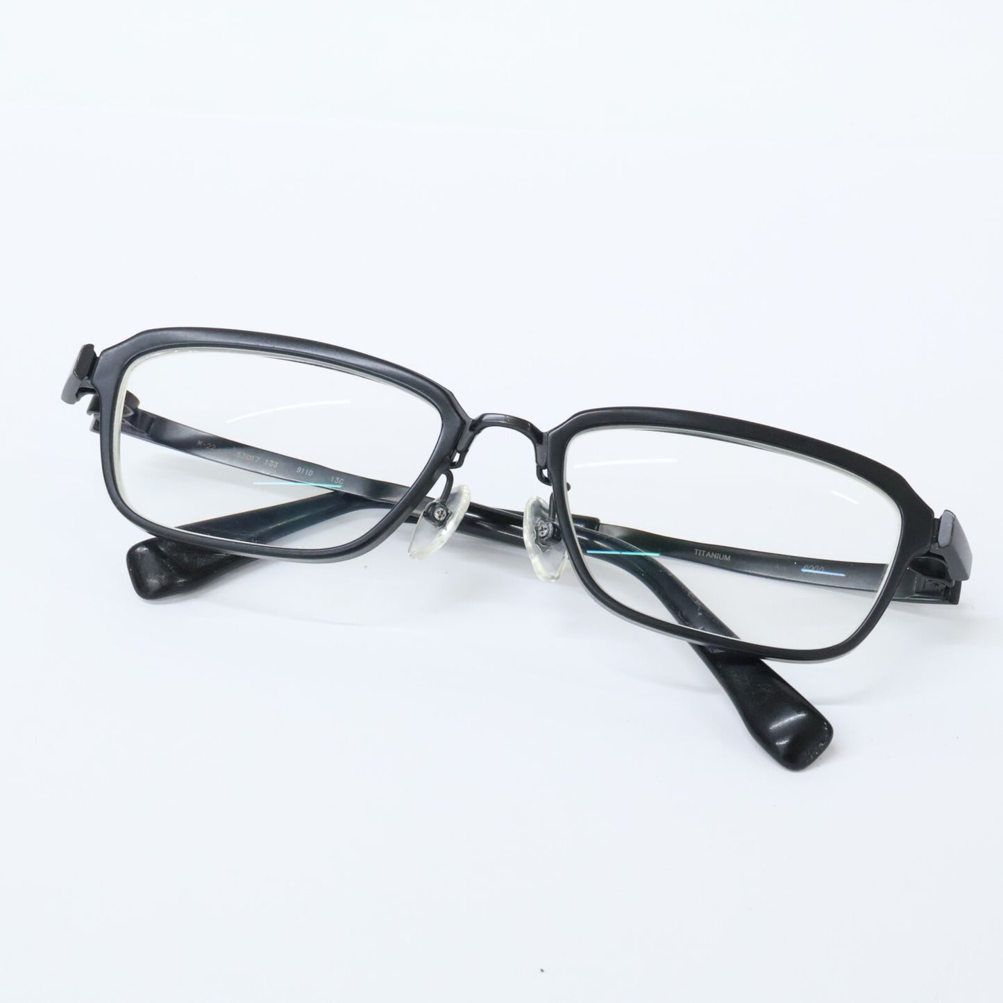999.9 M-22 Titanium Square Glasses Black Size 53x17-133