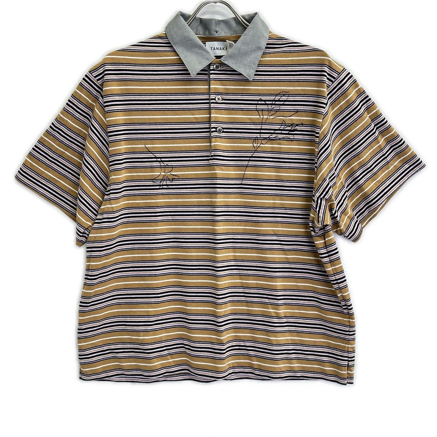 TANAKA ST-264-MSE Multi Stripe Polo Brown Size S