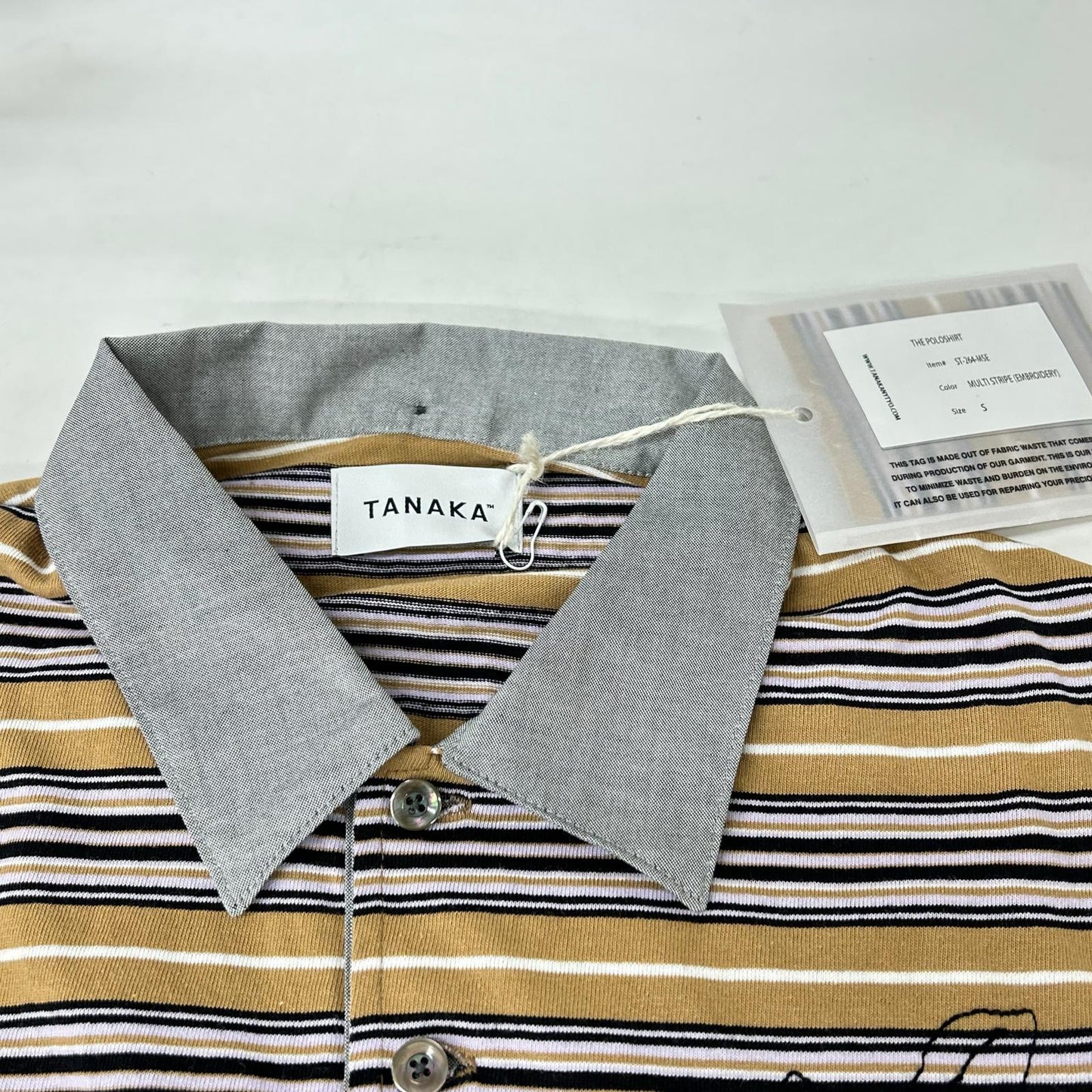 TANAKA ST-264-MSE Multi Stripe Polo Brown Size S