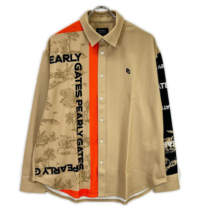 PEARLY GATES Bakery Pattern Long Sleeve Shirt Brown Size 4