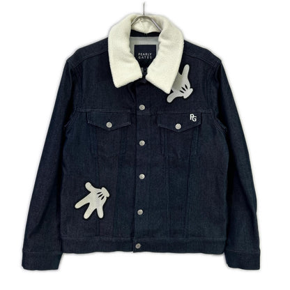 PEARLY GATES x Mickey Denim Boa Collar Jacket Blue Size 4