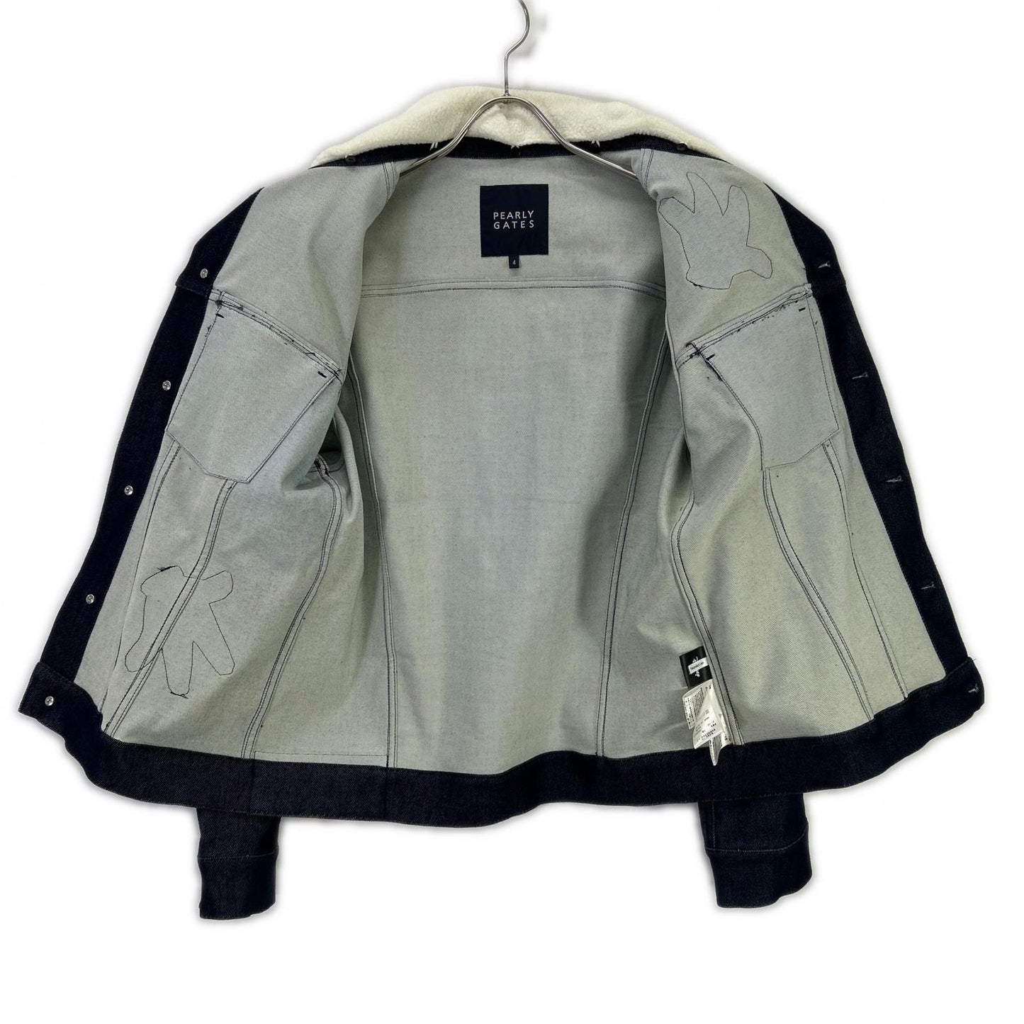 PEARLY GATES x Mickey Denim Boa Collar Jacket Blue Size 4
